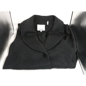 Lark & Ro Women's Single Breasted Shawl Collar Coat, Charcoal, Size 2